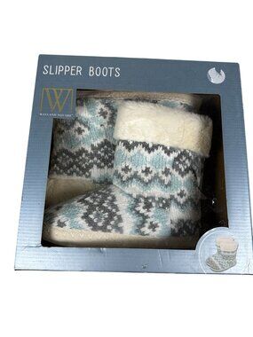 Wayland Square Womens Faux Fur Lined Slipper Boots Nordic Pattern Small NIB